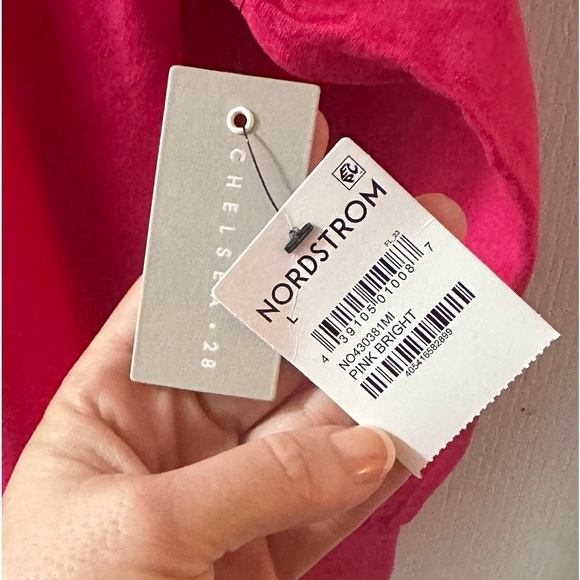 Chelsea28 Oversize Linen Blend Cover-Up Shirt L V-Neck Button Front Pink NWT - Picture 5 of 8